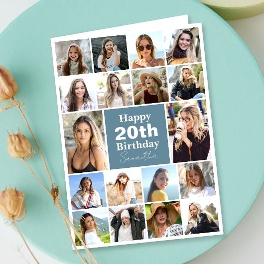 コラージュモダン |任意の年齢の写真のカスタム誕生日 カード