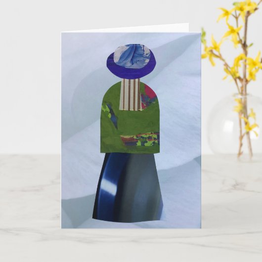 コラージュユニークアースマママブルー空白の カード (黄色い花)