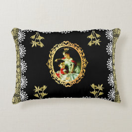 コラージュヴィンテージレトロとレースと花 アクセントクッション