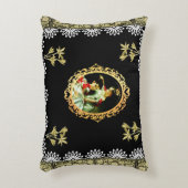 コラージュヴィンテージレトロとレースと花 アクセントクッション (正面(垂直))