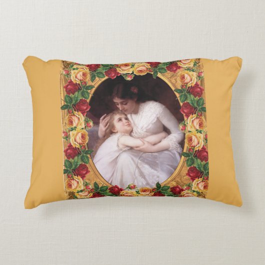 コラージュヴィンテージレトロとレースと花 アクセントクッション (正面)