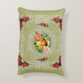 コラージュヴィンテージレトロとレースと花 アクセントクッション (裏面(縦))