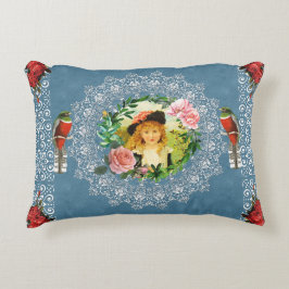 コラージュヴィンテージレトロとレースと花 アクセントクッション