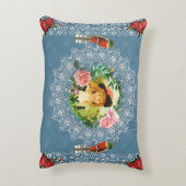 コラージュヴィンテージレトロとレースと花 アクセントクッション (裏面(縦))