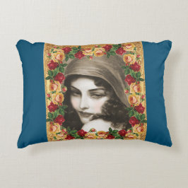 コラージュヴィンテージレトロとレースと花 アクセントクッション