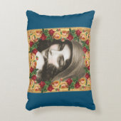 コラージュヴィンテージレトロとレースと花 アクセントクッション (正面(垂直))