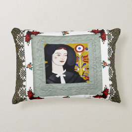 コラージュヴィンテージレトロとレースと花 アクセントクッション