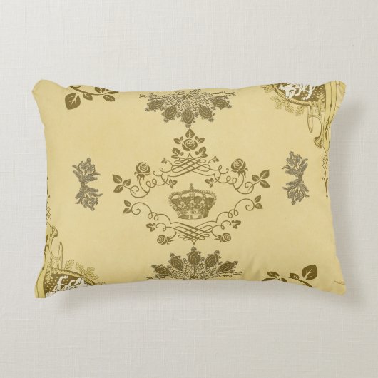 コラージュヴィンテージレトロとレースと花 アクセントクッション (正面)