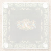 コラージュヴィンテージレトロとレースと花 ガラスコースター (裏面)