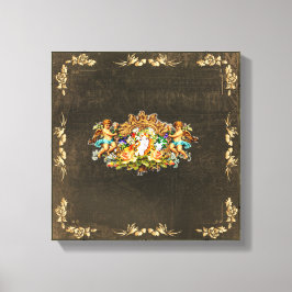 コラージュヴィンテージレトロとレースと花 キャンバスプリント