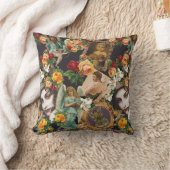 コラージュヴィンテージレトロとレースと花 クッション (ブランケット)