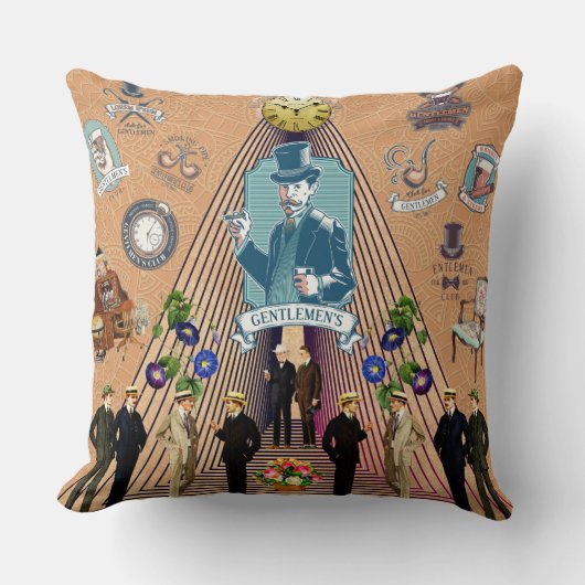 コラージュヴィンテージレトロとレースと花 クッション (正面)