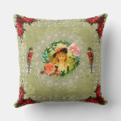 コラージュヴィンテージレトロとレースと花 クッション (裏面)