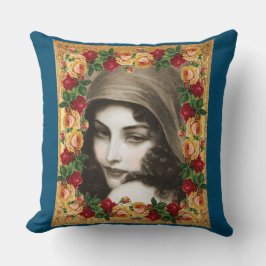 コラージュヴィンテージレトロとレースと花 クッション