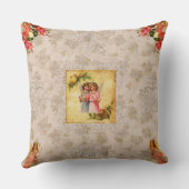 コラージュヴィンテージレトロとレースと花 クッション (裏面)