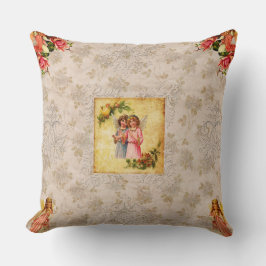 コラージュヴィンテージレトロとレースと花 クッション