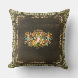 コラージュヴィンテージレトロとレースと花 クッション