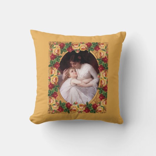 コラージュヴィンテージレトロとレースと花 クッション (正面)