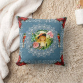 コラージュヴィンテージレトロとレースと花 クッション (ブランケット)