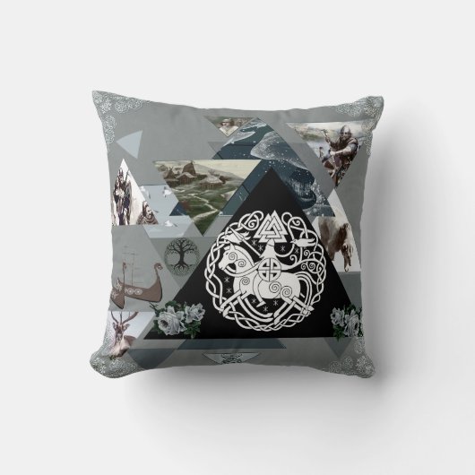 コラージュヴィンテージレトロとレースと花 クッション (正面)