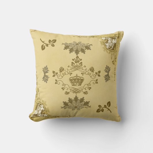 コラージュヴィンテージレトロとレースと花 クッション (正面)