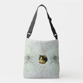 コラージュヴィンテージレトロとレースと花 クロスボディバッグ