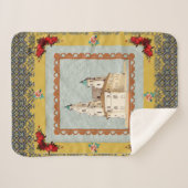 コラージュヴィンテージレトロとレースと花 シェルパブランケット (正面(横))