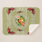 コラージュヴィンテージレトロとレースと花 シェルパブランケット (正面(横))