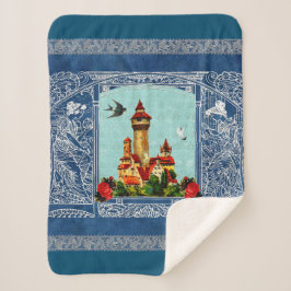 コラージュヴィンテージレトロとレースと花 シェルパブランケット