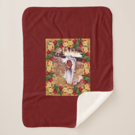 コラージュヴィンテージレトロとレースと花 シェルパブランケット