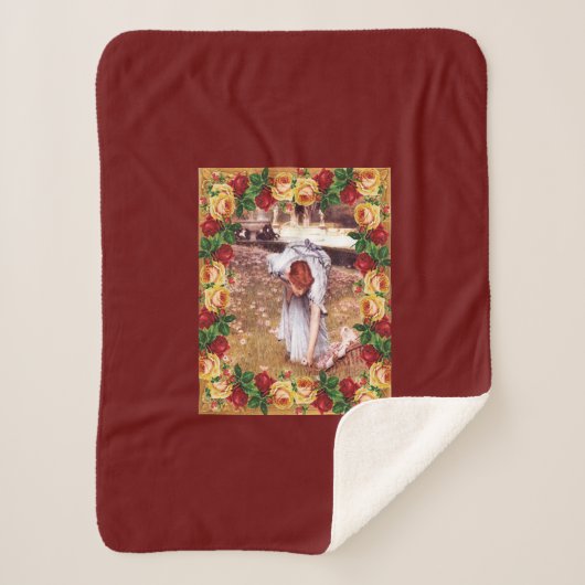 コラージュヴィンテージレトロとレースと花 シェルパブランケット (正面)