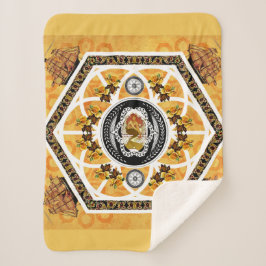 コラージュヴィンテージレトロとレースと花 シェルパブランケット