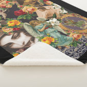 コラージュヴィンテージレトロとレースと花 シェルパブランケット (3/4)