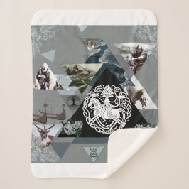 コラージュヴィンテージレトロとレースと花 シェルパブランケット