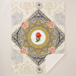 コラージュヴィンテージレトロとレースと花 シェルパブランケット