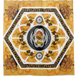 コラージュヴィンテージレトロとレースと花 シャワーカーテン