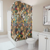 コラージュヴィンテージレトロとレースと花 シャワーカーテン (インサイチュ)