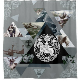 コラージュヴィンテージレトロとレースと花 シャワーカーテン