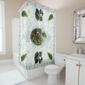 コラージュヴィンテージレトロとレースと花 シャワーカーテン (インサイチュ)