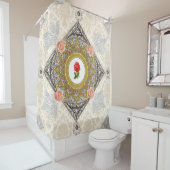 コラージュヴィンテージレトロとレースと花 シャワーカーテン (インサイチュ)