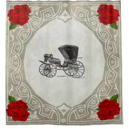 コラージュヴィンテージレトロとレースと花 シャワーカーテン