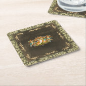 コラージュヴィンテージレトロとレースと花 スクエアペーパーコースター (アングル)