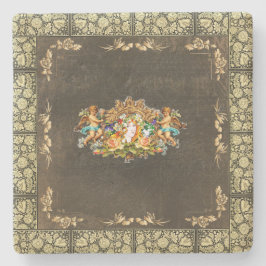 コラージュヴィンテージレトロとレースと花 ストーンコースター