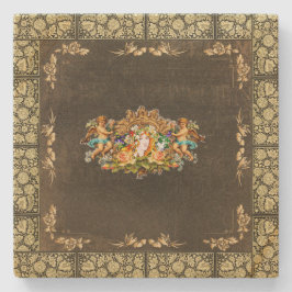 コラージュヴィンテージレトロとレースと花 ストーンコースター