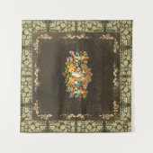 コラージュヴィンテージレトロとレースと花 タペストリー (正面(横))