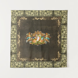 コラージュヴィンテージレトロとレースと花 タペストリー