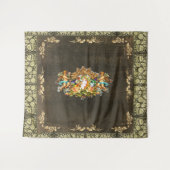 コラージュヴィンテージレトロとレースと花 タペストリー (正面(横))