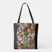 コラージュヴィンテージレトロとレースと花 トートバッグ (裏面)