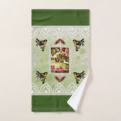 コラージュヴィンテージレトロとレースと花 バスタオルセット (ハンドタオル)