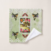 コラージュヴィンテージレトロとレースと花 バスタオルセット (ウォッシュタオル)